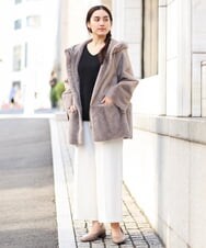 OLLAS03090 eur3(エウルキューブ) 【大きいサイズ】ロイヤルヒートワイドパンツ ホワイト(90)
