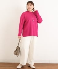 OLLAS03090 eur3(エウルキューブ) 【大きいサイズ】ロイヤルヒートワイドパンツ ホワイト(90)