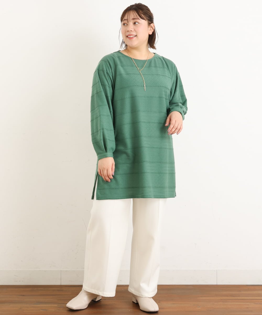 OLLAS03090 eur3(エウルキューブ) 【大きいサイズ】ロイヤルヒートワイドパンツ ホワイト(90)