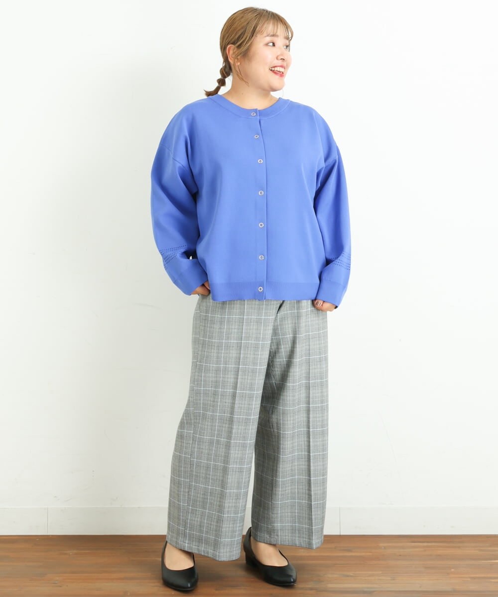 OLLAS03090 eur3(エウルキューブ) 【大きいサイズ】ロイヤルヒートワイドパンツ グレー(92)