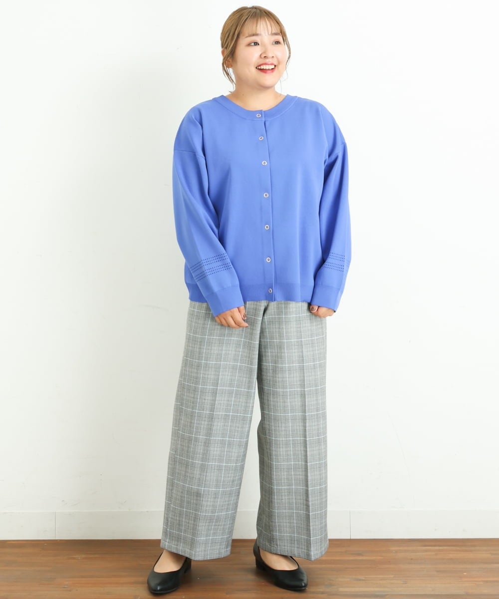 OLLAS03090 eur3(エウルキューブ) 【大きいサイズ】ロイヤルヒートワイドパンツ グレー(92)