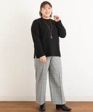 OLLAS03090 eur3(エウルキューブ) 【大きいサイズ】ロイヤルヒートワイドパンツ グレー(92)