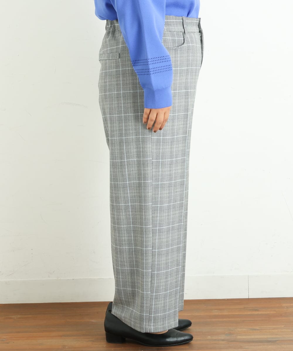 OLLAS03090 eur3(エウルキューブ) 【大きいサイズ】ロイヤルヒートワイドパンツ グレー(92)