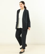OLLAS18100 eur3(エウルキューブ) 【大きいサイズ/11号サイズあり/セットアップ対応】カットジョーゼットテーパードパンツ ネイビー(57)