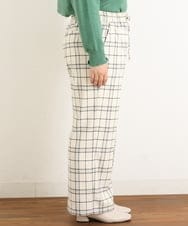 OLLAS24080 eur3(エウルキューブ) 【大きいサイズ/a.v.v×eur3】チェック柄ワイドストレートパンツ アイボリー(80)