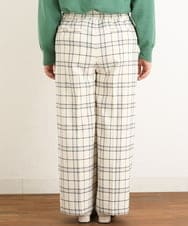 OLLAS24080 eur3(エウルキューブ) 【大きいサイズ/a.v.v×eur3】チェック柄ワイドストレートパンツ アイボリー(80)
