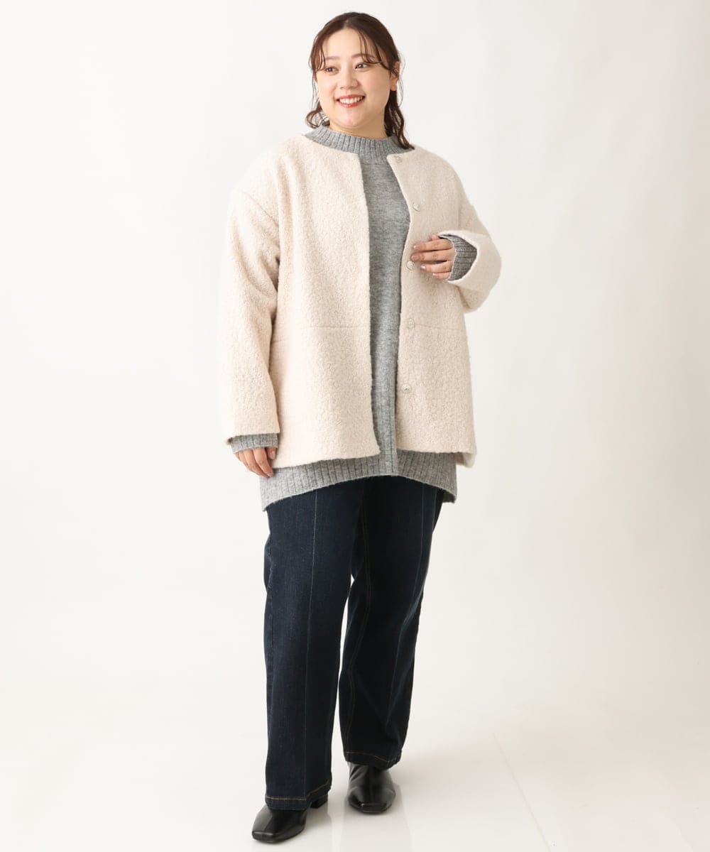 OLLAV19099 eur3(エウルキューブ) 【大きいサイズ】ストレッチワイドデニムパンツ ネイビー(57)