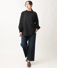 OLLAV19099 eur3(エウルキューブ) 【大きいサイズ】ストレッチワイドデニムパンツ ネイビー(57)