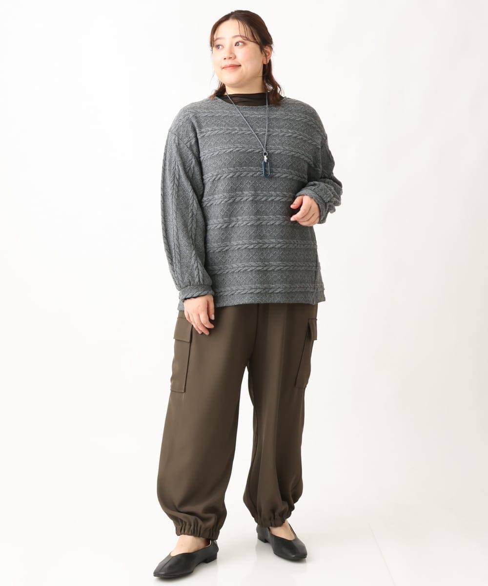 OLLAV28129 eur3(エウルキューブ) 【大きいサイズ】ストレッチカーゴパンツ カーキ(36)