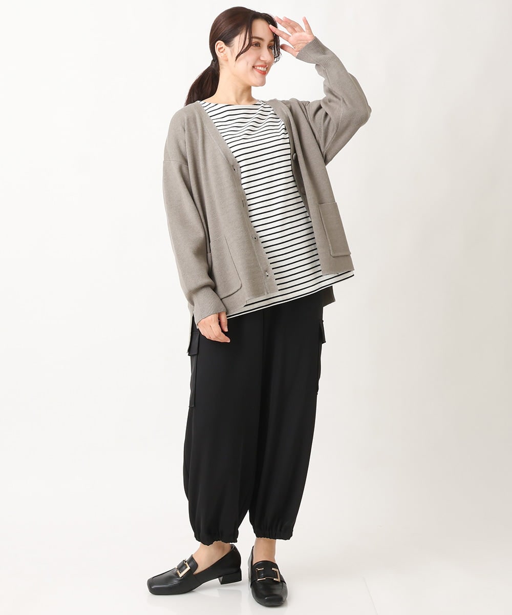 OLLAV28129 eur3(エウルキューブ) 【大きいサイズ】ストレッチカーゴパンツ ブラック(94)