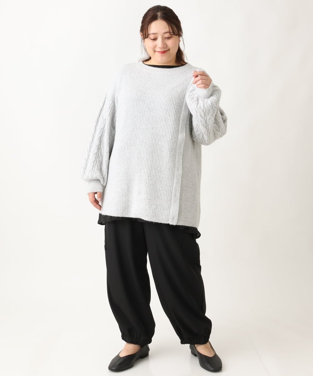 OLLAV28129 eur3(エウルキューブ) 【大きいサイズ】ストレッチカーゴパンツ ブラック(94)