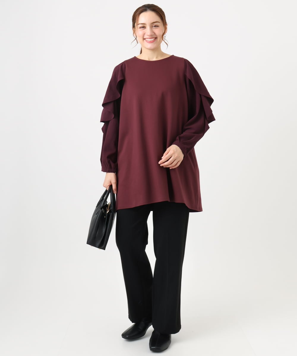 OLLBD22099 eur3(エウルキューブ) 【大きいサイズ】ストレートジャージーパンツ ブラック(94)