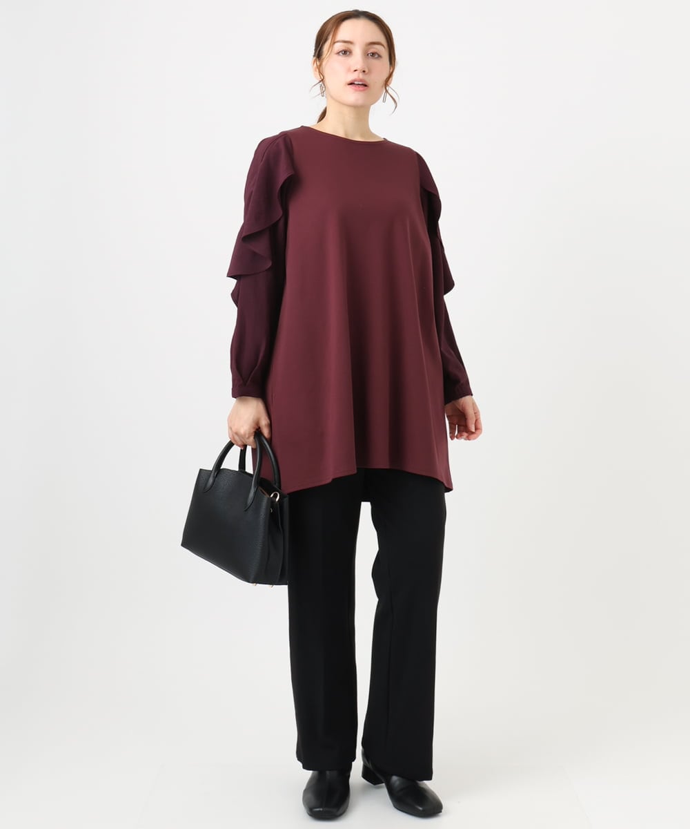 OLLBD22099 eur3(エウルキューブ) 【大きいサイズ】ストレートジャージーパンツ ブラック(94)