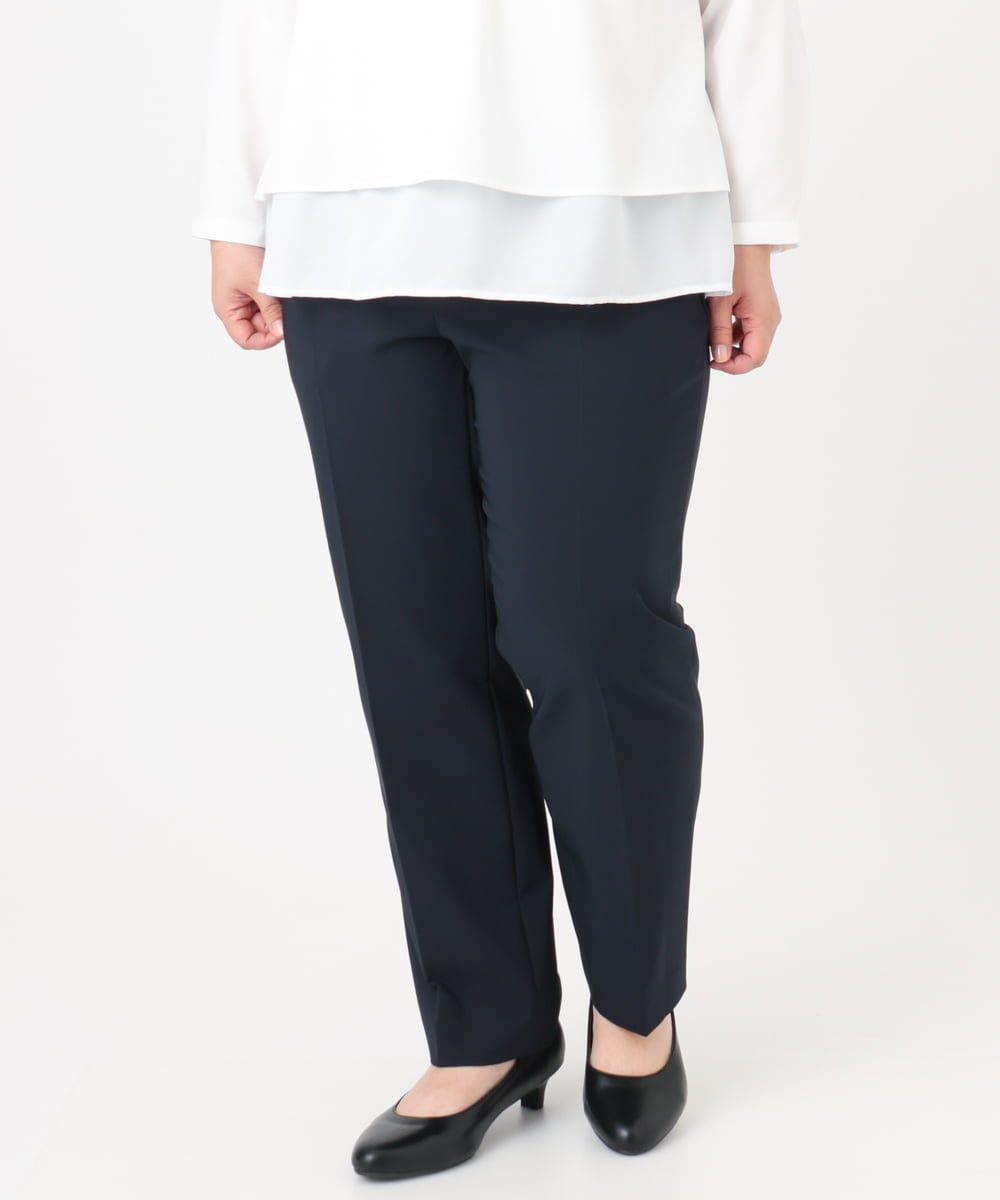 OLLBD23139 eur3(エウルキューブ) 【大きいサイズ/11号サイズあり/洗える/セットアップ対応】Wクロスストレートパンツ ネイビー(57)