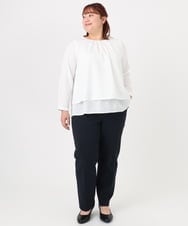 OLLBD23139 eur3(エウルキューブ) 【大きいサイズ/11号サイズあり/洗える/セットアップ対応】Wクロスストレートパンツ ネイビー(57)