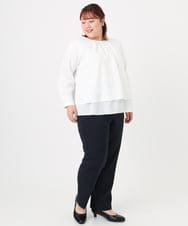 OLLBD23139 eur3(エウルキューブ) 【大きいサイズ/11号サイズあり/洗える/セットアップ対応】Wクロスストレートパンツ ネイビー(57)