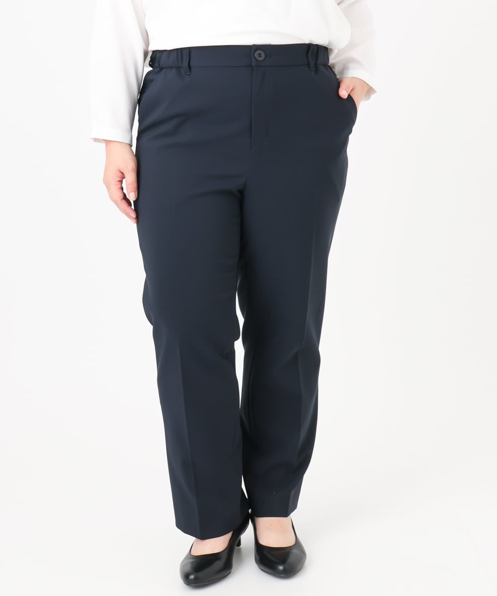 OLLBD23139 eur3(エウルキューブ) 【大きいサイズ/11号サイズあり/洗える/セットアップ対応】Wクロスストレートパンツ ネイビー(57)