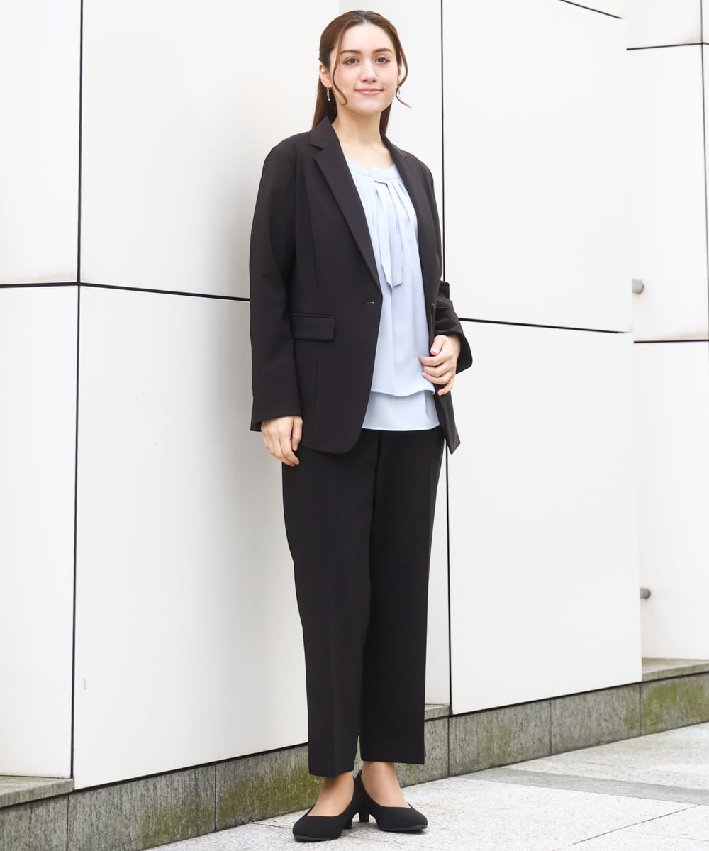 OLLBD23139 eur3(エウルキューブ) 【大きいサイズ/11号サイズあり/洗える/セットアップ対応】Wクロスストレートパンツ ブラック(94)