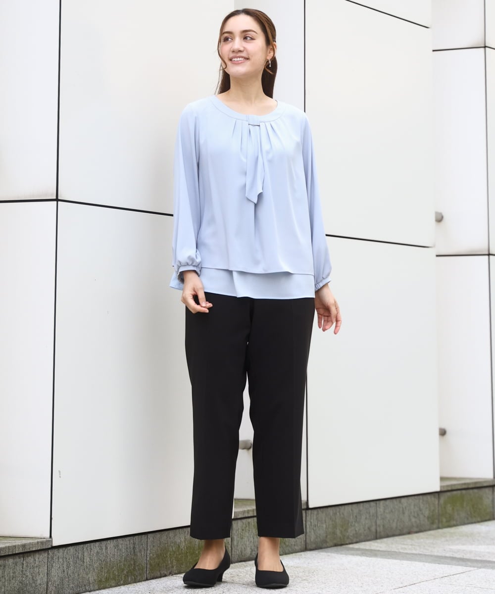OLLBD23139 eur3(エウルキューブ) 【大きいサイズ/11号サイズあり/洗える/セットアップ対応】Wクロスストレートパンツ ブラック(94)