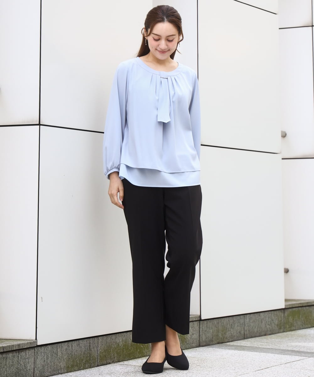 OLLBD23139 eur3(エウルキューブ) 【大きいサイズ/11号サイズあり/洗える/セットアップ対応】Wクロスストレートパンツ ブラック(94)