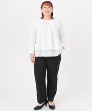 OLLBD23139 eur3(エウルキューブ) 【大きいサイズ/11号サイズあり/洗える/セットアップ対応】Wクロスストレートパンツ ブラック(94)