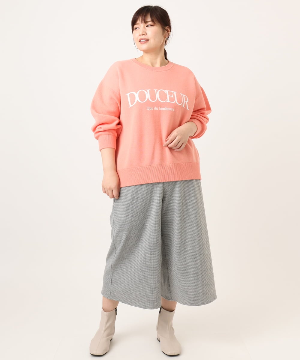 OLLBD28109 eur3(エウルキューブ) 【大きいサイズ】ジャージーキュロットパンツ ライトグレー(91)