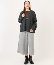 OLLBD28109 eur3(エウルキューブ) 【大きいサイズ】ジャージーキュロットパンツ ライトグレー(91)