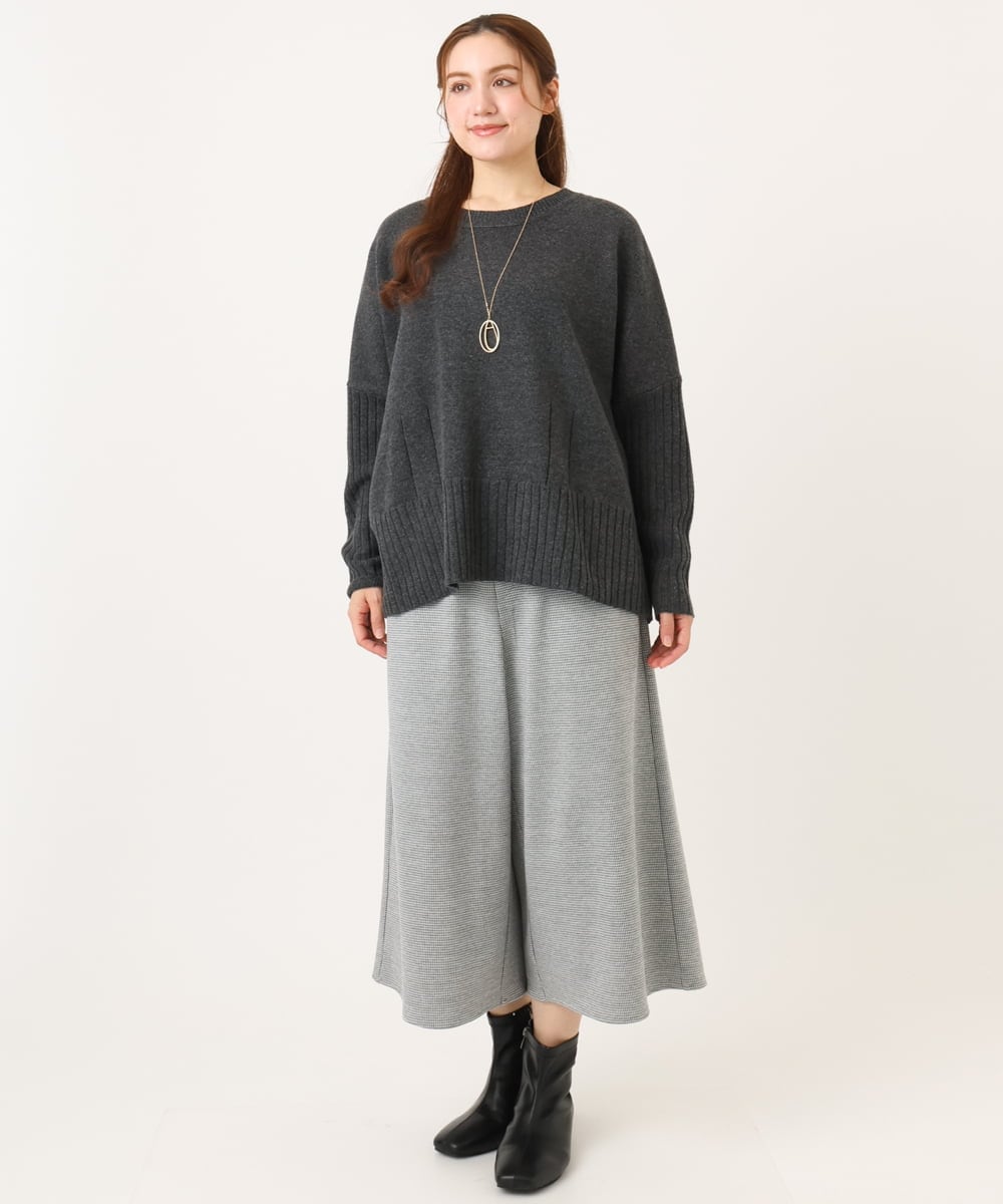 OLLBD28109 eur3(エウルキューブ) 【大きいサイズ】ジャージーキュロットパンツ ライトグレー(91)