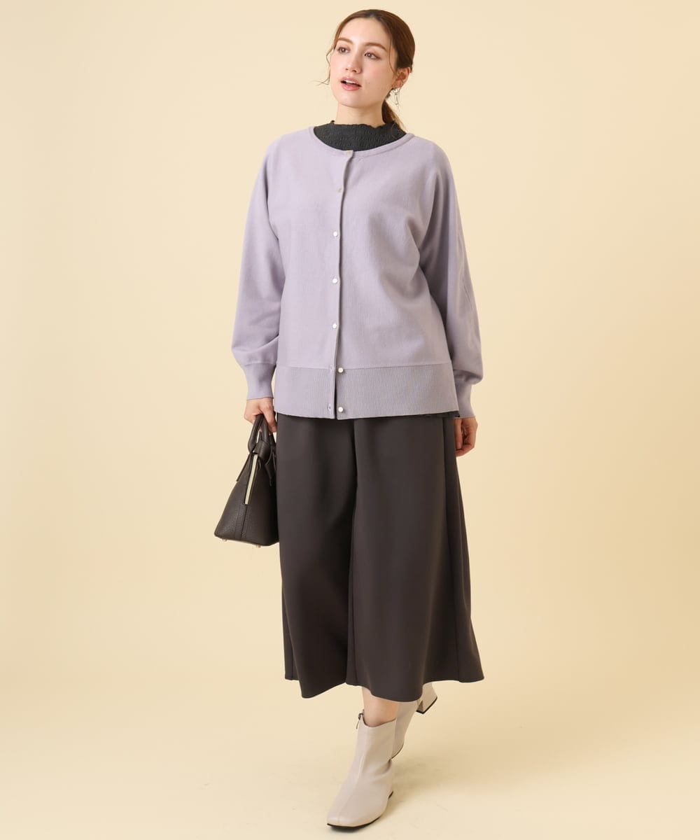 OLLBD28109 eur3(エウルキューブ) 【大きいサイズ】ジャージーキュロットパンツ ダークグレー(93)