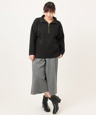 OLLBD28109 eur3(エウルキューブ) 【大きいサイズ】ジャージーキュロットパンツ ブラック(94)