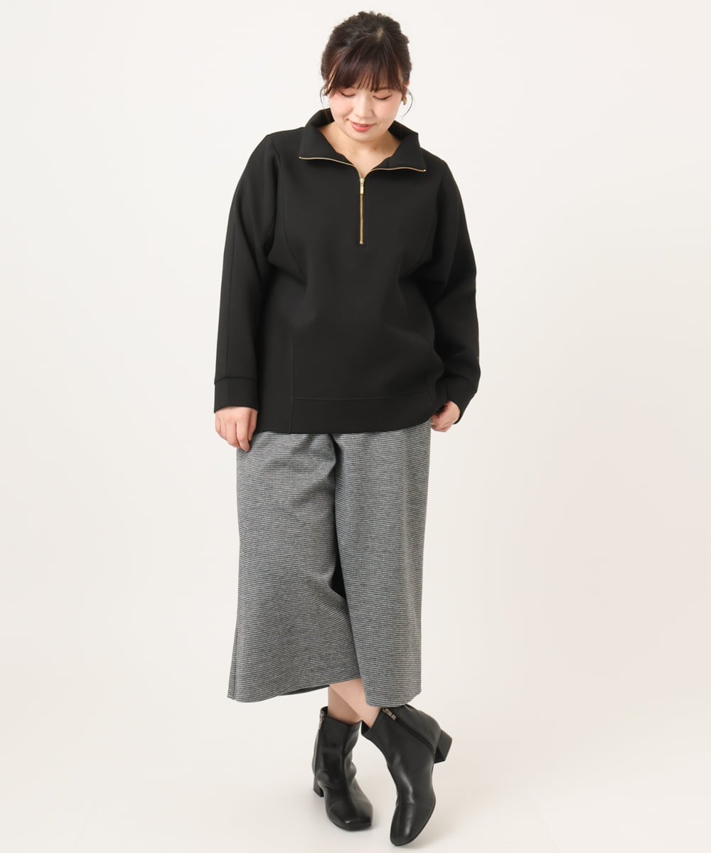 OLLBD28109 eur3(エウルキューブ) 【大きいサイズ】ジャージーキュロットパンツ ブラック(94)