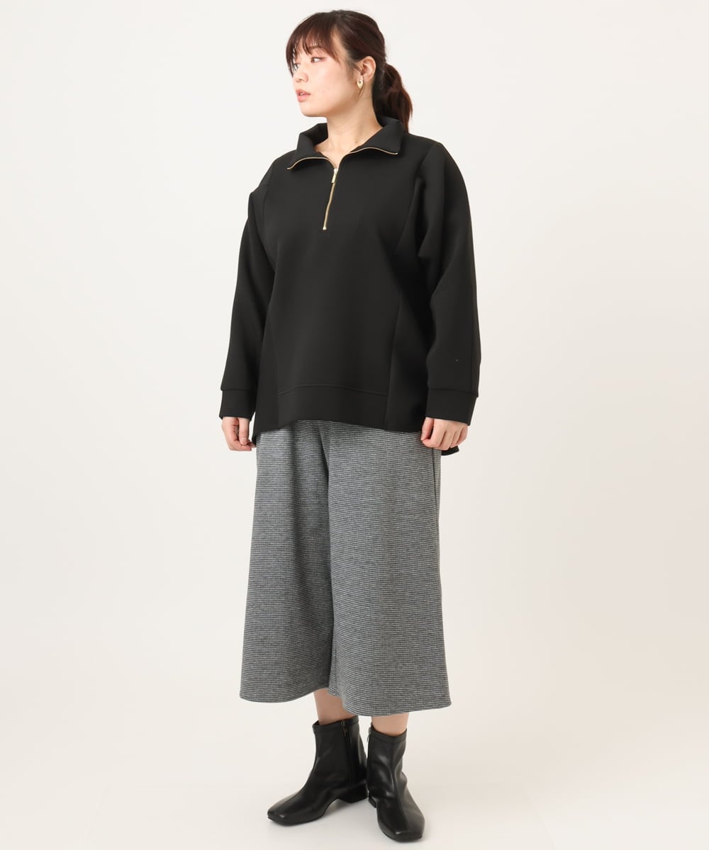 OLLBD28109 eur3(エウルキューブ) 【大きいサイズ】ジャージーキュロットパンツ ブラック(94)