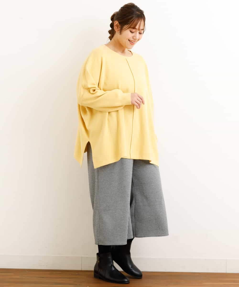 OLLBP25080 eur3(エウルキューブ) 【大きいサイズ】ハーフ丈ワイドパンツ ホワイト(90)