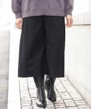 OLLBP25080 eur3(エウルキューブ) 【大きいサイズ】ハーフ丈ワイドパンツ ブラック(94)