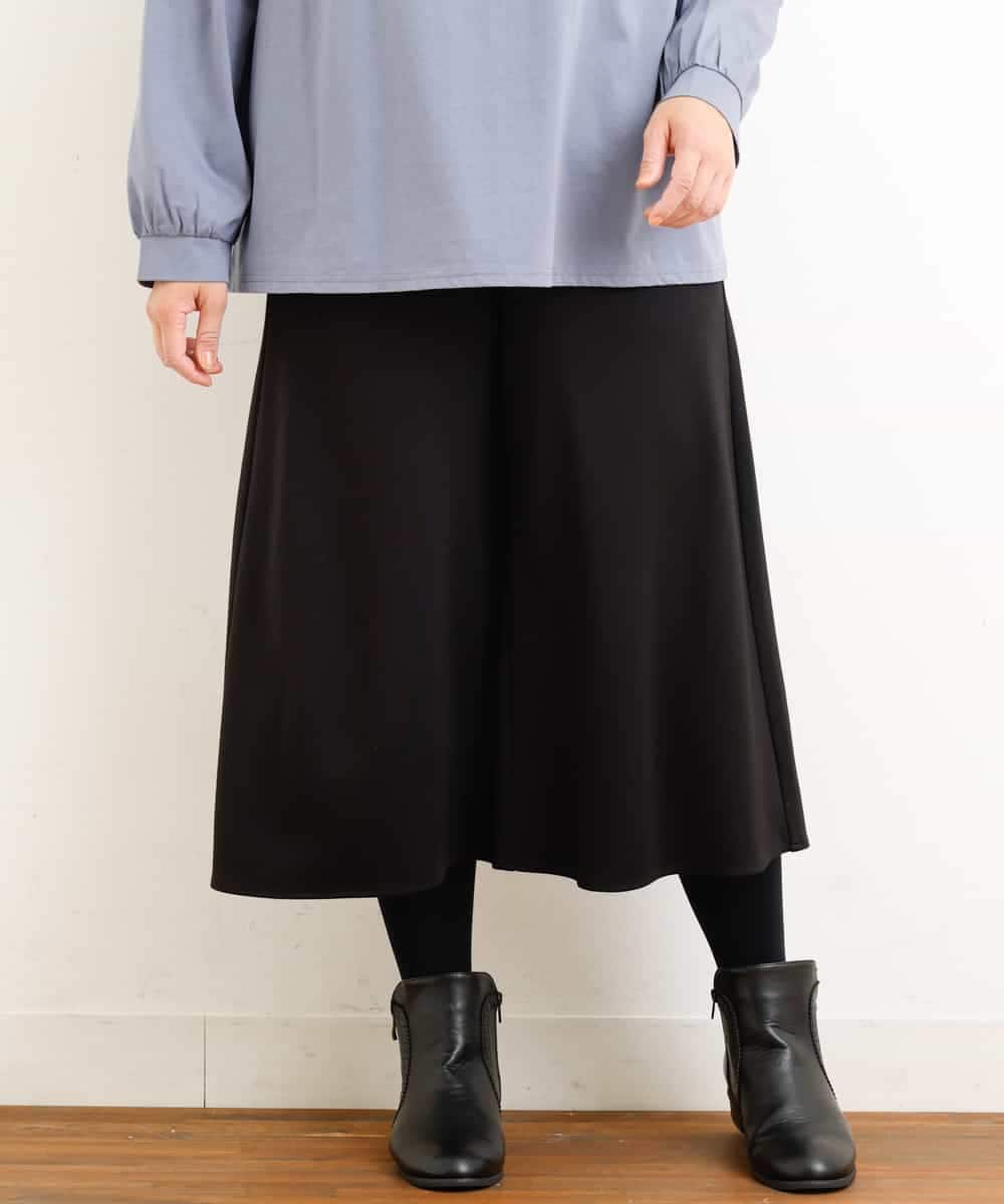 OLLBP25080 eur3(エウルキューブ) 【大きいサイズ】ハーフ丈ワイドパンツ ブラック(94)