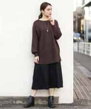 OLLBP25080 eur3(エウルキューブ) 【大きいサイズ】ハーフ丈ワイドパンツ ブラック(94)