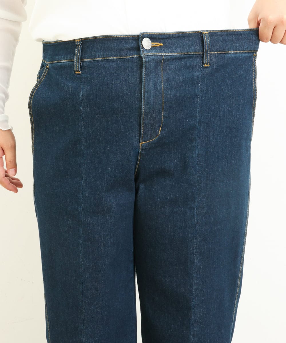 OLLBS27090 eur3(エウルキューブ) 【大きいサイズ】センター切替ワイドデニム ネイビー(57)