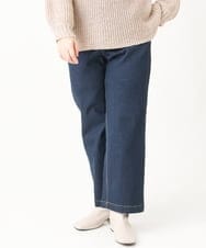 OLLBV32099 eur3(エウルキューブ) 【大きいサイズ】ワイドストレートデニムパンツ ネイビー(57)