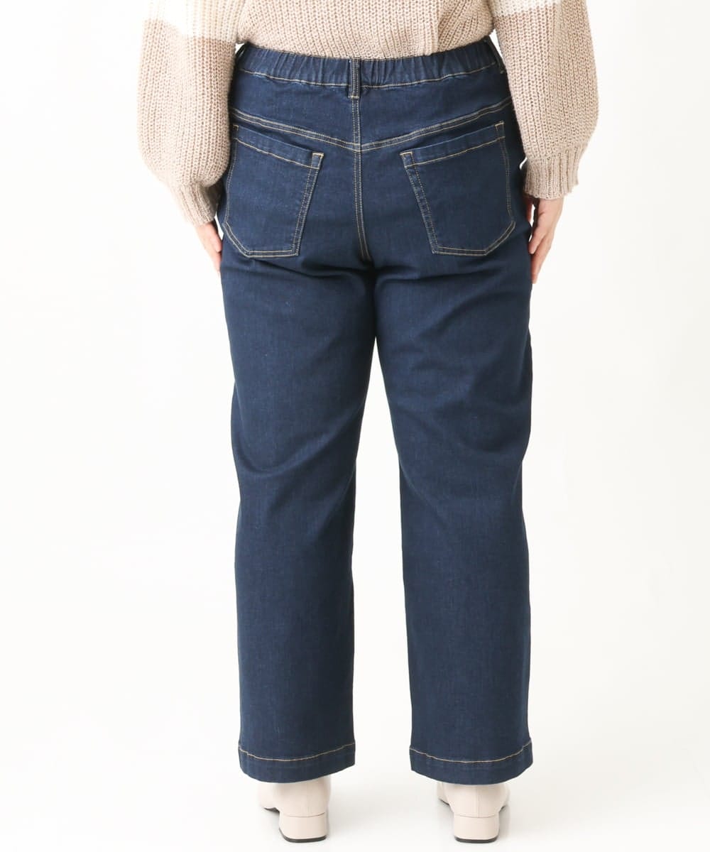 OLLBV32099 eur3(エウルキューブ) 【大きいサイズ】ワイドストレートデニムパンツ ネイビー(57)