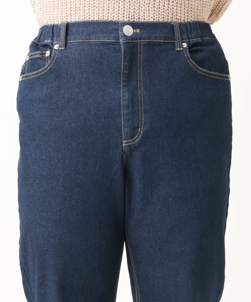 OLLBV32099 eur3(エウルキューブ) 【大きいサイズ】ワイドストレートデニムパンツ ネイビー(57)