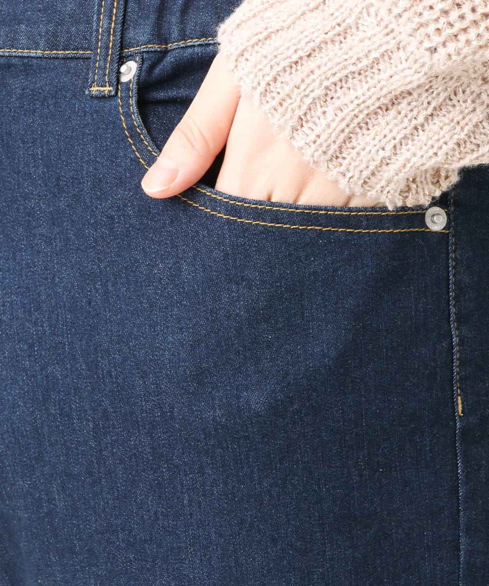 OLLBV32099 eur3(エウルキューブ) 【大きいサイズ】ワイドストレートデニムパンツ ネイビー(57)