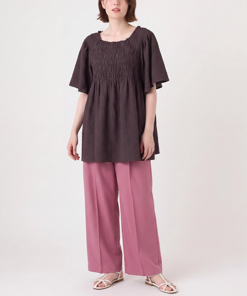 OLLCA08129 eur3(エウルキューブ) 【大きいサイズ】ストレッチワイドパンツ ピンク(03)