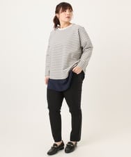 OLLCD01089 eur3(エウルキューブ) 【大きいサイズ】ストレッチスリムパンツ ブラック(94)