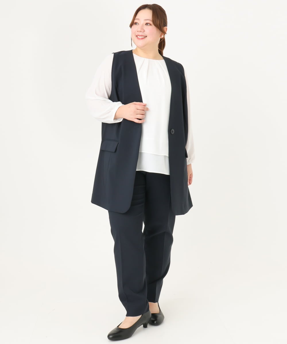 OLLDA01139 eur3(エウルキューブ) 【大きいサイズ/11号サイズあり/セットアップ対応】Wクロスストレッチテーパードパンツ ネイビー(57)