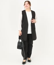OLLDA01139 eur3(エウルキューブ) 【大きいサイズ/11号サイズあり/セットアップ対応】Wクロスストレッチテーパードパンツ ブラック(94)