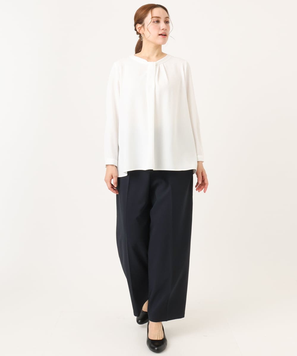 OLLDD05139 eur3(エウルキューブ) 【大きいサイズ/11号サイズあり/洗える/セットアップ対応】Wクロスワイドパンツ ネイビー(57)