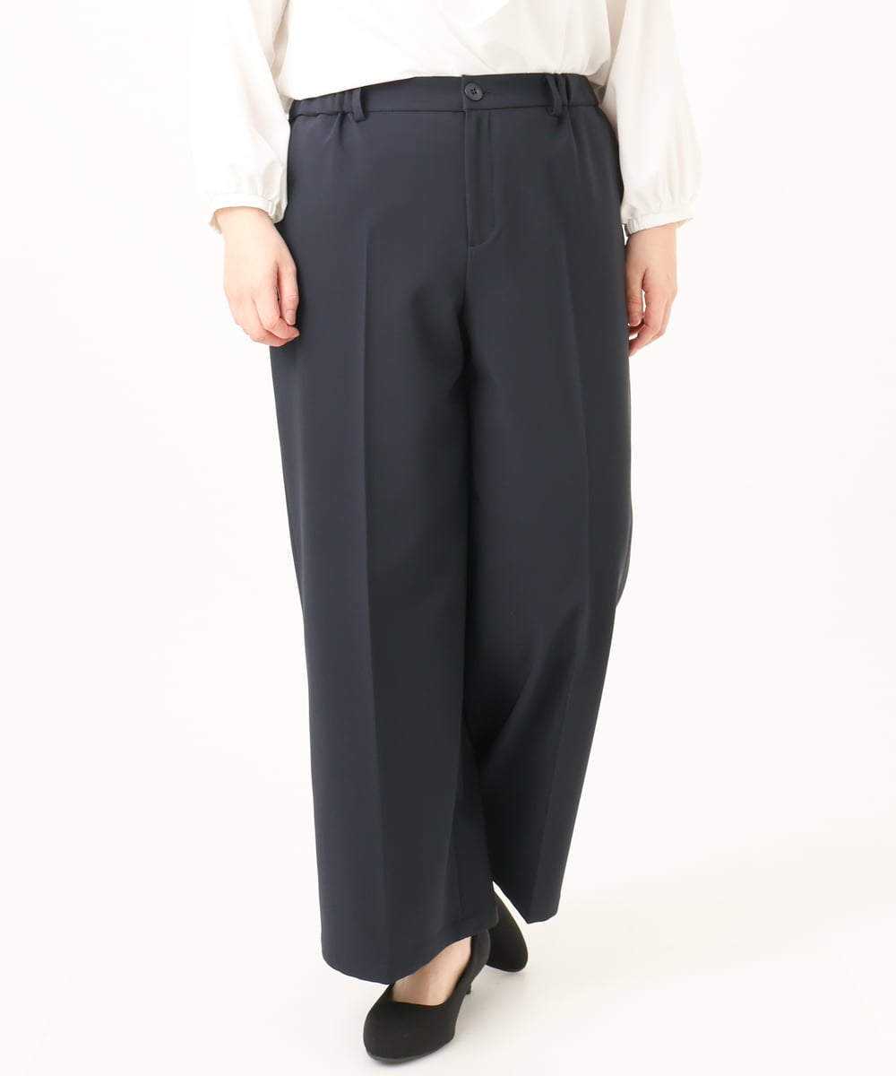 OLLDD05139 eur3(エウルキューブ) 【大きいサイズ/11号サイズあり/洗える/セットアップ対応】Wクロスワイドパンツ ネイビー(57)