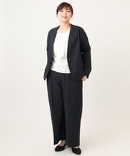 OLLDD05139 eur3(エウルキューブ) 【大きいサイズ/11号サイズあり/洗える/セットアップ対応】Wクロスワイドパンツ ネイビー(57)