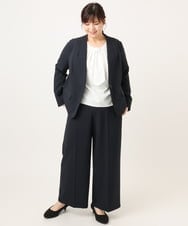 OLLDD05139 eur3(エウルキューブ) 【大きいサイズ/11号サイズあり/洗える/セットアップ対応】Wクロスワイドパンツ ネイビー(57)