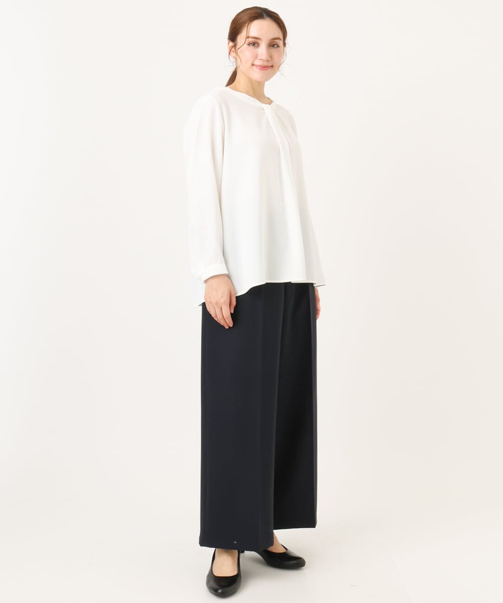 OLLDD05139 eur3(エウルキューブ) 【大きいサイズ/11号サイズあり/洗える/セットアップ対応】Wクロスワイドパンツ ネイビー(57)